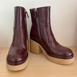 Chloe Kurtys Heel Ankle Boot in cordovan/burgundy  leather W 39EUR , size 9US.